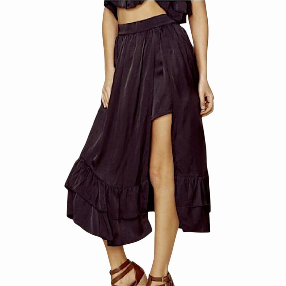 Chic Black Ruffle Midi Skirt - Picture 2 of 13